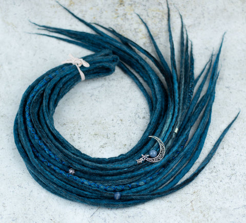 Blue butterfly set of 10 double ended wool extensions