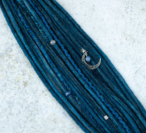 Blue butterfly set of 10 double ended wool extensions