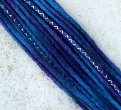 Galaxy set of 10 double ended wool dreadlocks