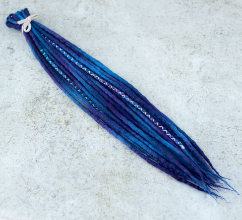 Galaxy set of 10 double ended wool dreadlocks