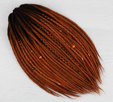 African daisy ombre wool dreadlocks with coffee brown roots