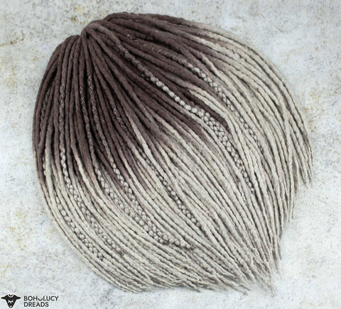 Latte wool dreadlock extensions