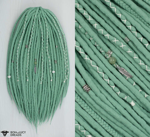 Mint wool hair extensions