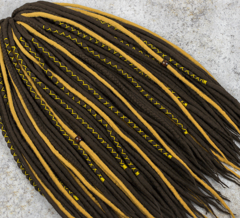 Full set of dark brown and honey blonde dreadlocks 'Mocha honey'