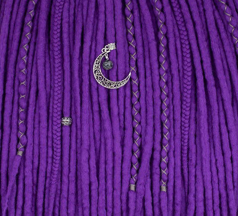 Purple set of 10 pcs wool dreads bundle