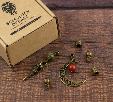 Skeleton bronze dread bead set