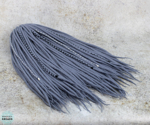 Shabby grey wool hair extensions