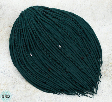 Jungle green wool dreadlocks
