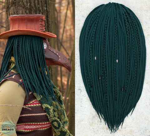 Jungle green wool dreadlocks